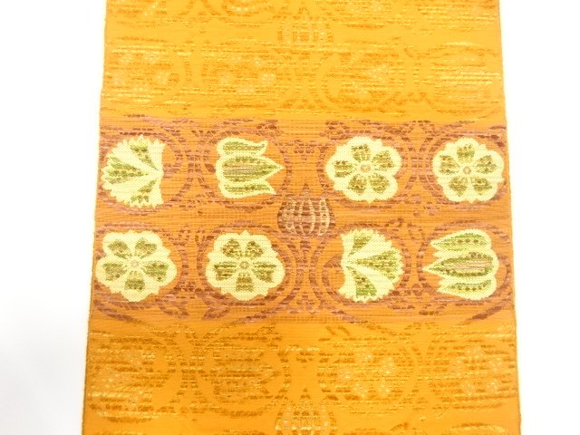  花唐草模様織り出し　名古屋帯